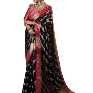 Women's Woven Design Ethnic Motif Georgette Kanjeevaram Saree With Unstiched Blouse Piece (ARYA1301_FL_Parent)