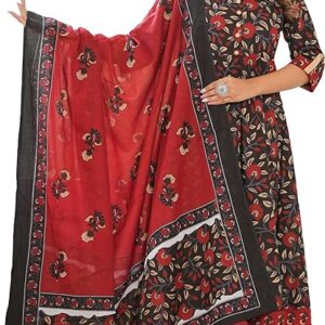 Women's Cotton Floral Printed Anarkali Kurta with Pant & Dupatta