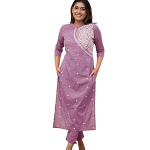 FABNEX Kurta Set for Women | Women Kurta Pant Set |Cotton Blend Embroidered Regular Women Kurti Set (K-34-38)