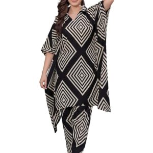 Women's Printed Kaftan Kurta Pant Set