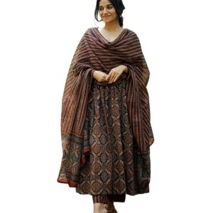 Women's Viscose Printed Flared A-Line Kurta With Pant And Dupatta Suit Set | Kurta Set
