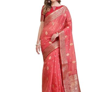 Women'S Tabby Silk Banarasi Jacquard Saree With Unstitched Blouse Piece
