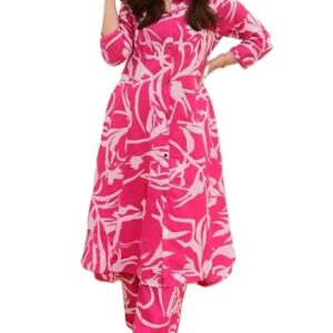 Leriya Fashion Kurta Sets for Woman | Kurti Set for Woman | Short Kurti for Women Latest | Kurtis | Anarkali Suit for Women | Dress | Ethnic Anarkali Straight Kurta Set with Palazzo Pants | Salwar Suit for Party Outfits