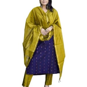 GoSriKi Women's Rayon Viscose Printed Straight Kurta with Pant & Dupatta