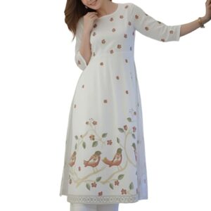 Women's Rayon Viscose Straight Printed Kurta Pant Set | 2-Piece Ethnic Suit for Casual, Daily, Office, and Summer Wear