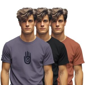 BULLMER Trendy Printed Cotton Blend Crew Neck/Round Neck Half Sleeve Tshirt for Men - Pack of 3