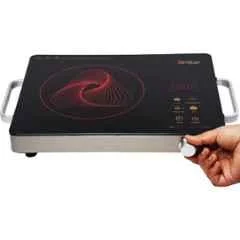 Kemajuan 2200W Glass Black & Silver Infrared Cooktop with Touch Control Panel, Fast Heating, Energy Efficient & 1 Year Warranty, KIR0322