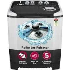 LG 7.5kg 5 Star Plastic Dark Gray Semi Automatic Top Loading Roller Jet Pulsator Washing Machine, P7510RGAZ