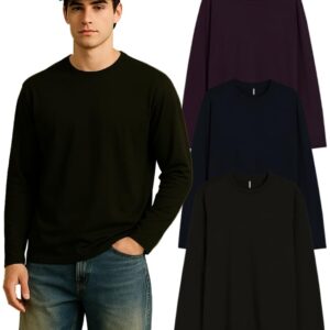 Sleepynuts Regular fit Cotton Full Sleeve Plain T-Shirt for Men (Pack of 1,2,3 Size Small to 3XL)