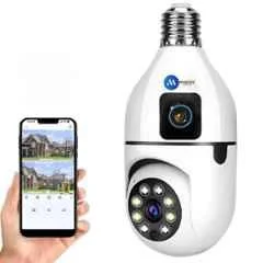 Maizic Smarthome Ultra 5MP+5MP Indoor PTZ Bulb Smart WiFi Camera with Dual Cameras, Color Night Vision, Two-Way Audio & SD Support upto 128GB SD