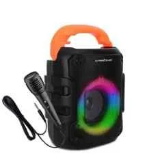 Krison Qube 80W Black Portable Bluetooth Party Speaker with Karaoke Wireless Mic & Inbuilt Battery Upto 6 Hours Playtime