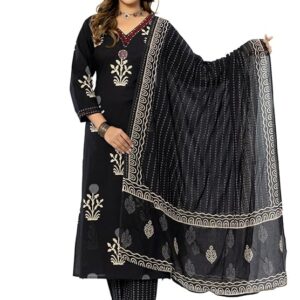 Women Straight Kurta with Palazzos and Dupatta