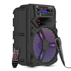 Krisons Stone 1000W Party Bluetooth Speaker with 8 inch Woofer, Free Wired Mic, 4 Hours Playback, RGB Lights & USB Input, 0M-W9UU-5NWM