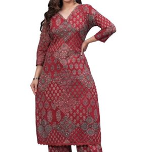 Women Straight Kurta Set with Palazzo Pants