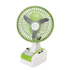 Globex 24W 8 inch Green Rechargeable Table Fan With LED Lamp, Sweep: 400 mm