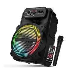 Krisons Moonstar 30W 8 inch Woofer Portable Multimedia Gaming Speaker with Wireless Mic, LED Display, Bluetooth, FM, USB, Micro SD Card & AUX Connectivity