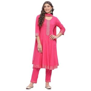 Women Viscose Rayon Kalidar Printed Suit Set