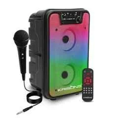 Krisons Rainbow 40W 4 inch Double Woofer Multi-Media Bluetooth Party Speaker with Wired Mic, 2400mAh Battery, Digital Display, RGB Lights, USB, SD Card, FM Radio, Auto TWS Function & Remote