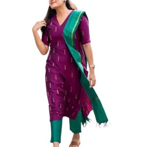 Women's Rayon Viscose Printed Straight Kurta with Pant and Dupatta