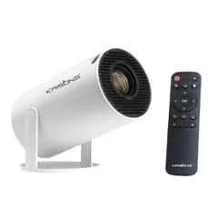 Krisons Razor-009 3500 Lumens White Smart LED Projector with 1080p HD Resolution, Rotatable Design, Built-in Streaming Apps, Screen Mirroring & 3 Watts Speaker