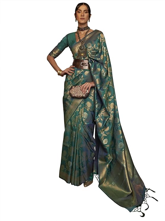Women's Woven Design Silk Blend Saree With Unstitched Blouse Piece (KAIROS258001_Parent)