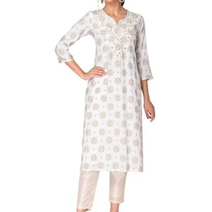 Women's Poly Silk Regular Fit Casual Polysilk Embroidered with Foil Print and Sequins Regular Kurta