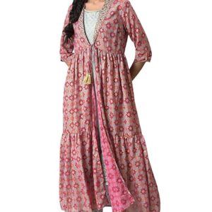 Women's Geometric Print Georgette Kurta Set with Palazzos & Shrug