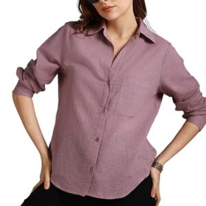 High Star Classic Oversized Spread Collar Long Sleeves Cotton Casual Shirt