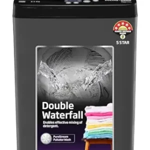 Voltas Beko, A Tata Product 6.5 Kg 5 Star Fully-Automatic Top Loading Washing Machine (WTL6504UEA/OBS2P10 Eco-Series,Dark Grey, Pulsator wash and Double waterfall technology)
