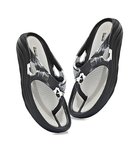 Men Cushioned Thong Slippers with Soft Footbed, Lightweight Comfortable Everyday Wear Slippers