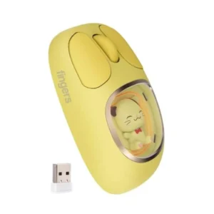 Fingers CuteClicks 1200dpi Sunshine Yellow Wireless Bluetooth Mouse with Rechargeable Battery, WB4