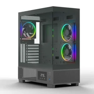 Ant Esports Crystal X3 Black Mid Tower LCD Gaming Cabinet with Pre-Installed 3 ARGB Fans